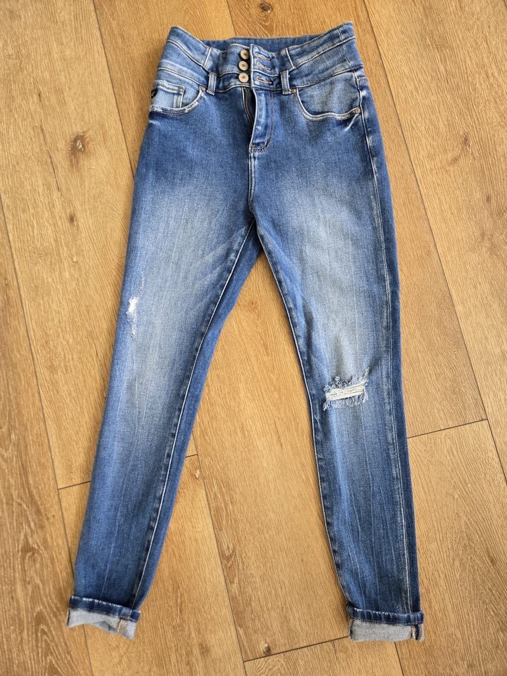KanCan Women's Skinny Distressed Blue Denim Jeans